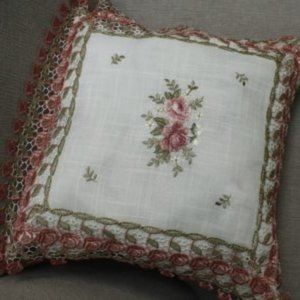 NEW Cushion Cover only SHABBY CHIC ROSE LACE